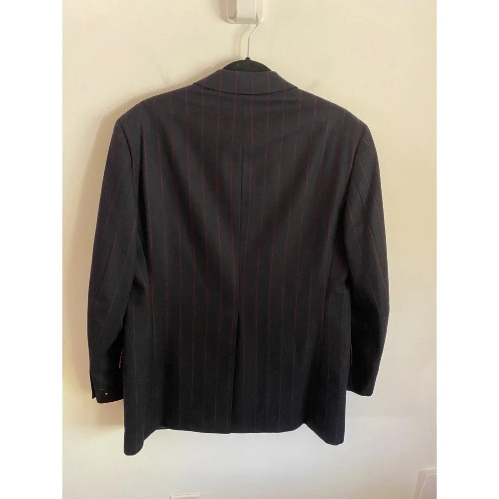 Carroll & Co Chester Barrie Mens 42R Blazer Navy Red Pinstripe Wool England